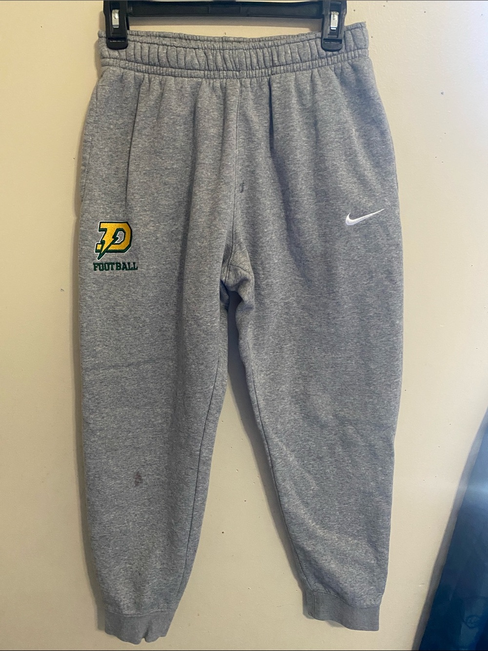 Nike Dow High School Football Gray Fleece Joggers Sweatpants - Size Small